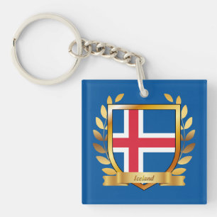 Isländischer Flaggen Schild Schlüsselanhänger
