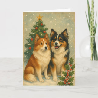 Isländischer Schäferhund Weihnachtskarte Feiertagskarte