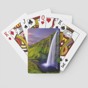 Isländischer Wasserfall Grüne Natur Foto Spielkarten