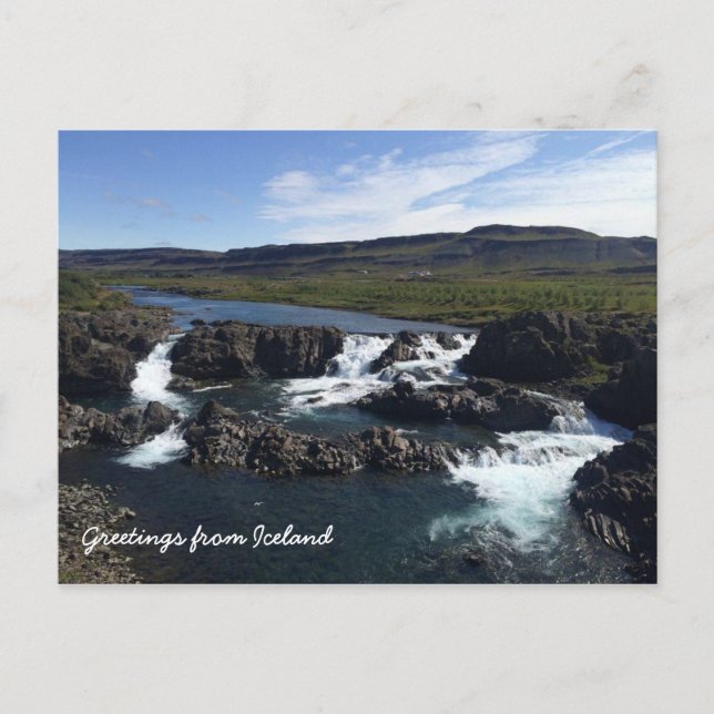 Isländischer Wasserfall Postkarte (Vorderseite)