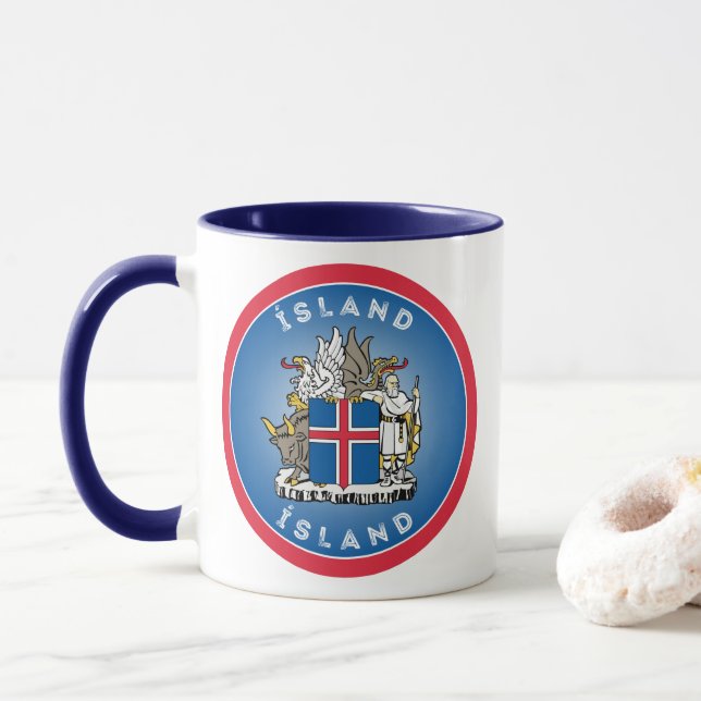 Isländisches Erbe-Emblem Tasse (Mit Donut)