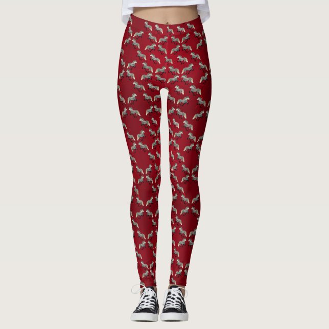 Isländisches Pferd Astra in Rot Leggings (Vorderseite)