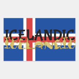 Isländisches Pferd | Flagge Islands Rechteckiger Aufkleber