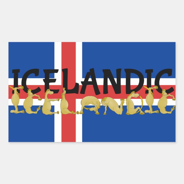 Isländisches Pferd | Flagge Islands Rechteckiger Aufkleber (Vorderseite)