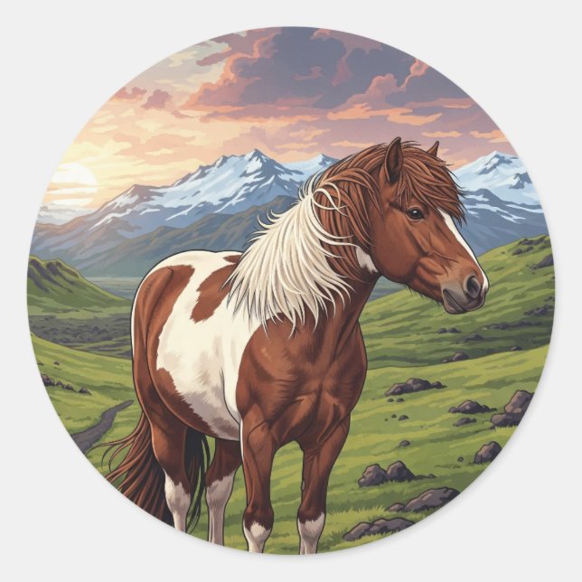 Isländisches Pferd in Island Runder Aufkleber (Vorderseite)