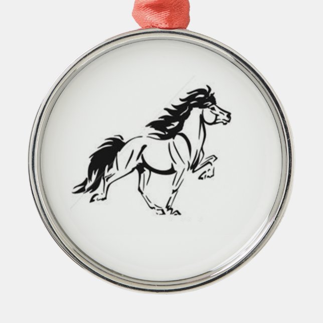Isländisches Pferd Silbernes Ornament (Vorne)