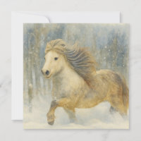 Isländisches Pferd Winter Szene Karte