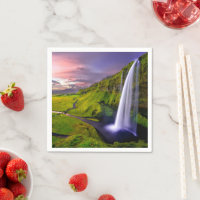 Isländisches Wasserfall Grün Natur Foto