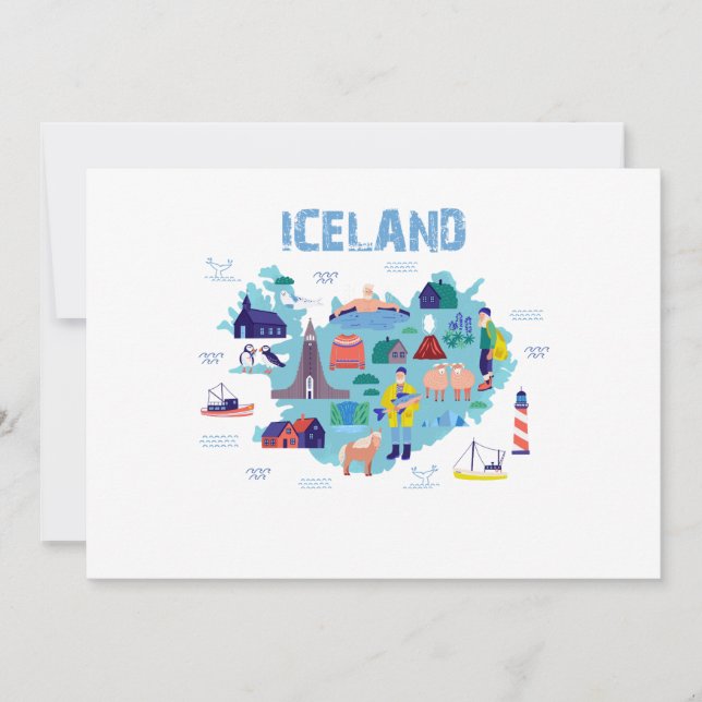 Islandkarte Einladung (Vorderseite)