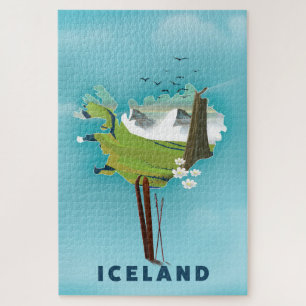 Islandkarten-Illustration Island Reisen Poster.