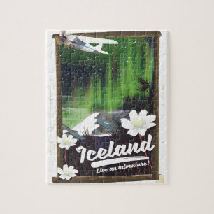 Islandlandschaft im Vintage-Stil Reiseposter