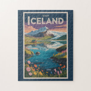 Islandmalerei-Illustration Reise Kunst Vintage