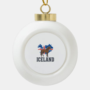 Islandpferd Vintage-Flagge Vektor-Shirt-Design_1 Keramik Kugel-Ornament