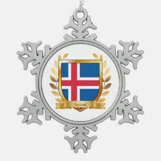 Islandsflagge Schild Schneeflocken Zinn-Ornament