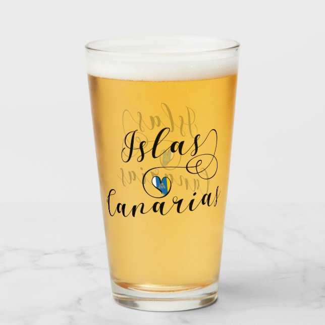 Islas Canarias, Kanarische Inseln Fahne Herz Glas (Vorne (Gefüllt))