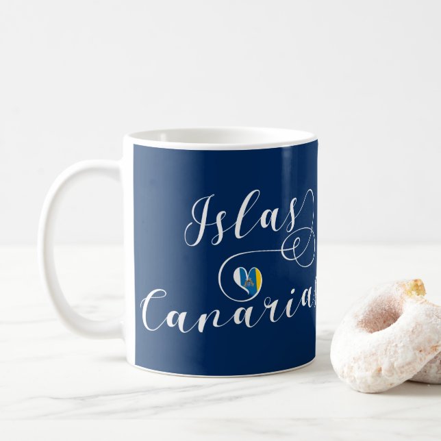 Islas Canarias, Kanarische Inseln Fahne Herz Kaffeetasse (Mit Donut)