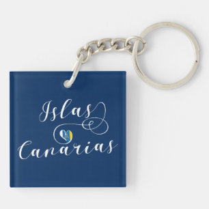 Islas Canarias, Kanarische Inseln - Fahne Herz, Schlüsselanhänger