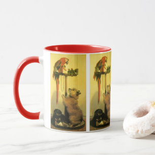 Islay, Tilco, ein Ara und Liebesvögel von Landseer Tasse