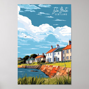 Isle Bute Scotland Vintage-Illustration Poster