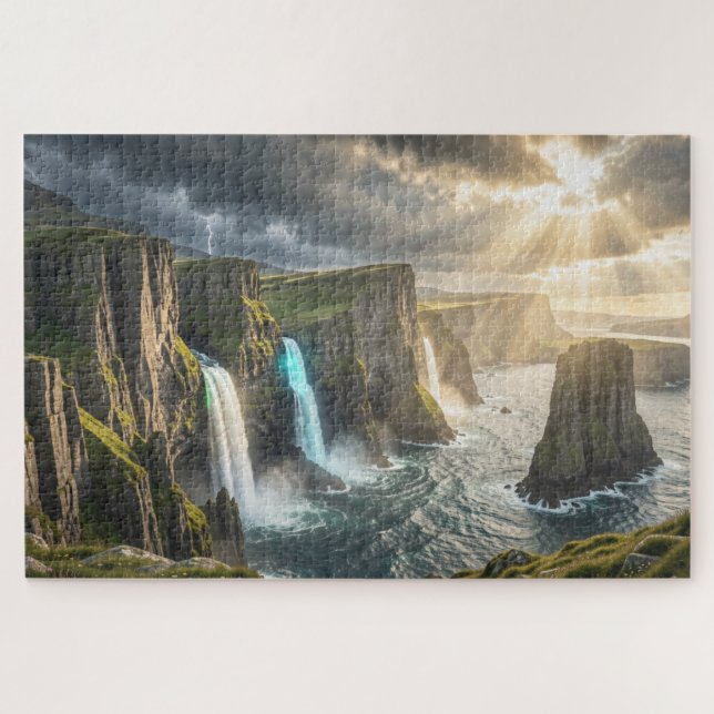 Isle of Legends Coastal Waterfall Jigsaw Puzzle (Horizontal)