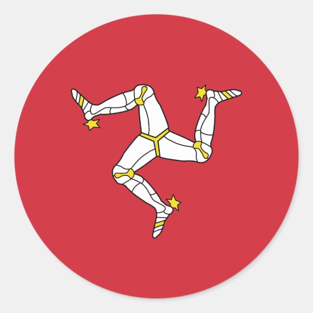 Isle of Man Flag Classic Round Sticker (Vorderseite)