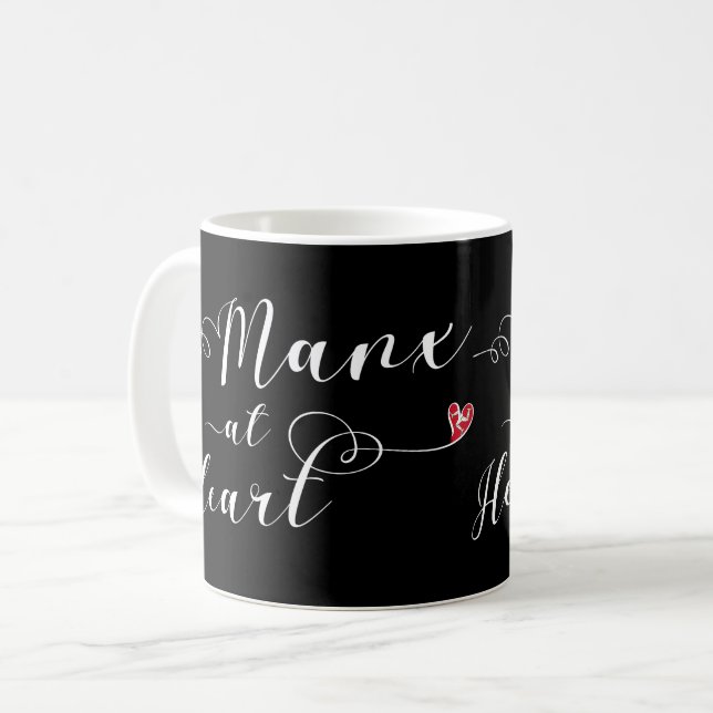 Isle of Man Manx an der Herz-Tasse Kaffeetasse (Vorderseite Links)