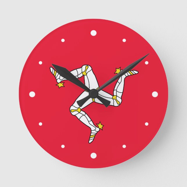 Isle of Man - Manx Flagge Runde Wanduhr (Vorderseite)