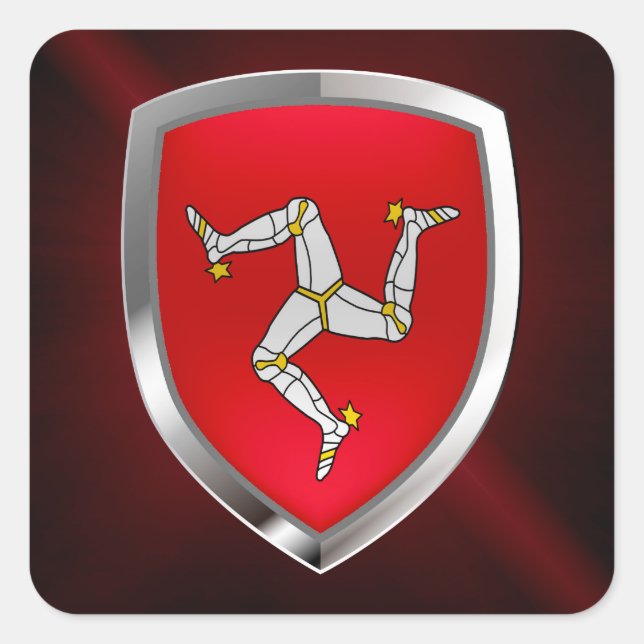 Isle of Man Metallic Emblem Quadratischer Aufkleber (Vorderseite)