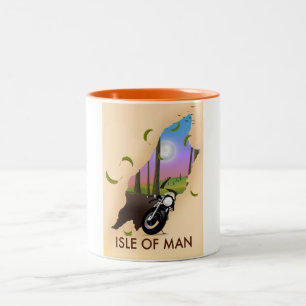 Isle of man Motorrad-Karte Reiseplakat Zweifarbige Tasse