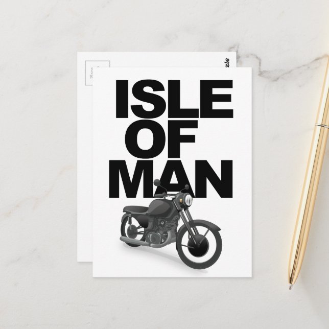Isle of Man Motorradfahrer Postkarte (Vorderseite/Rückseite Beispiel)