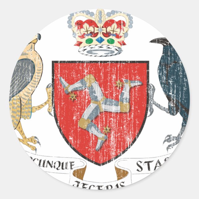 Isle of Mann Coat of Arms Runder Aufkleber (Vorderseite)