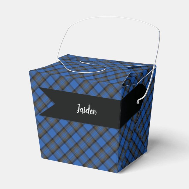 Isle of Skye Blue Tartan Kariertes Muster Geschenkschachtel (Vorderseite)