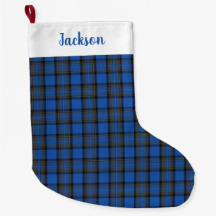 Isle of Skye Blue Tartan Kariertes Muster Großer Weihnachtsstrumpf