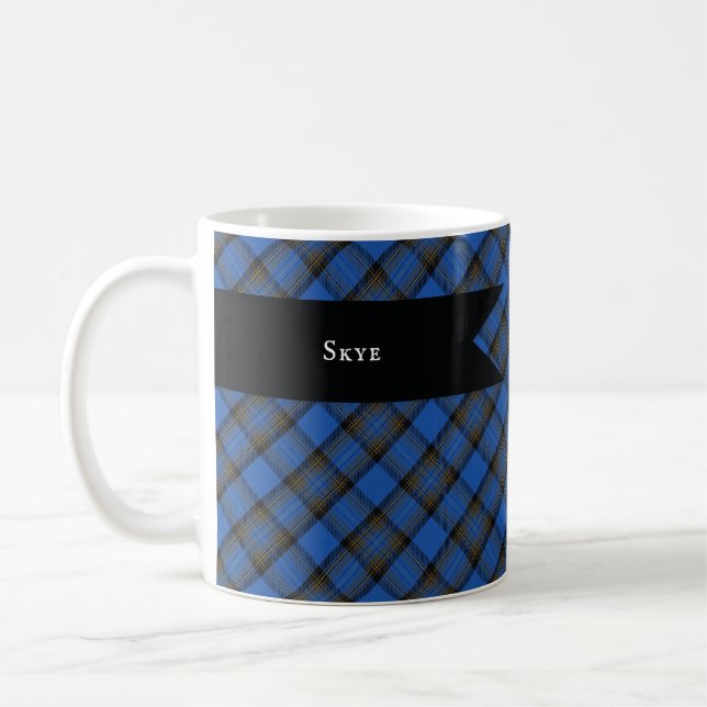  Isle of Skye Blue Tartan Kariertes Muster Kaffeetasse (Links)