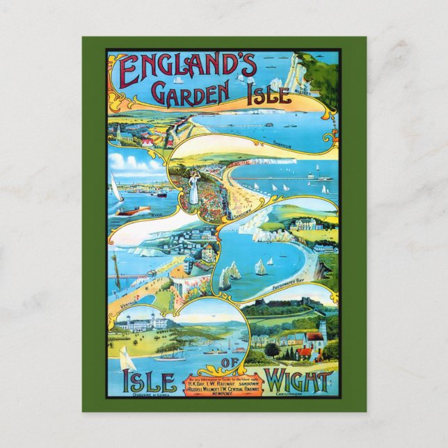 Isle of Wight Travel Poster Postkarte (Vorderseite)