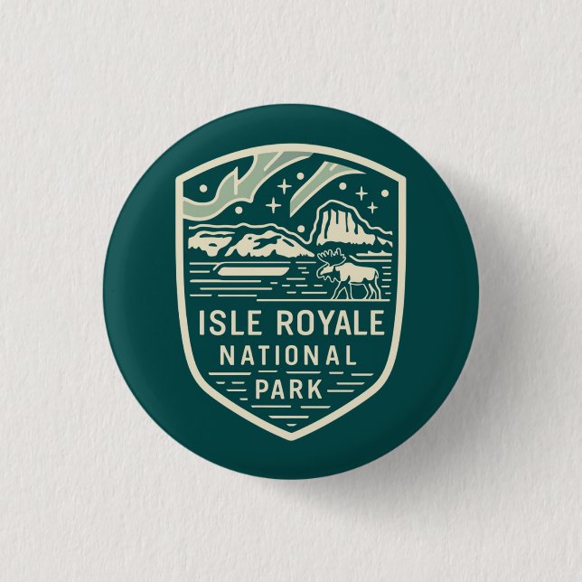 Isle Royale Nationalpark Magical Night Emblem Button (Vorderseite)