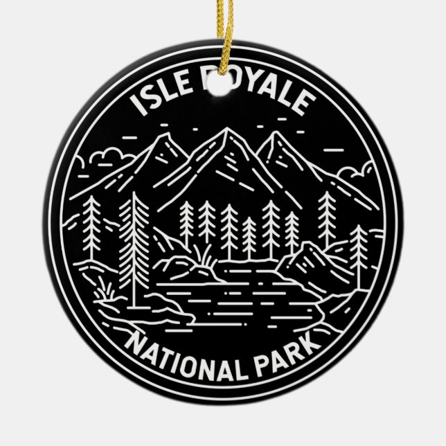 Isle Royale Nationalpark Michigan Monoline Keramik Ornament (Vorne)