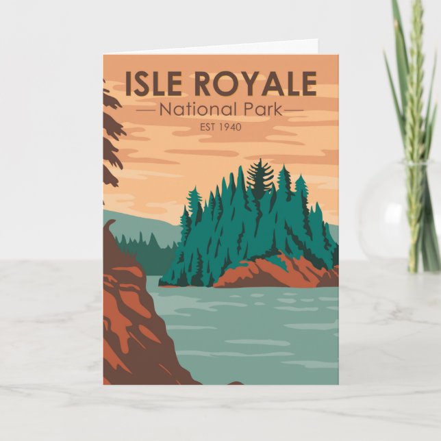 Isle Royale Nationalpark Michigan Vintag Karte (Vorderseite)
