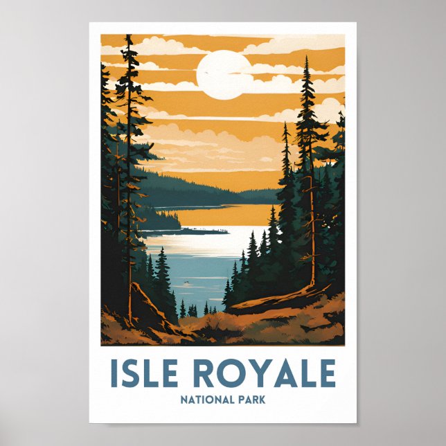 Isle Royale Nationalpark Minimal Travel Poster (Vorne)