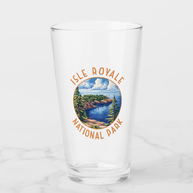 Isle Royale Nationalpark Retro Distressed Circle Glas (Vorderseite)