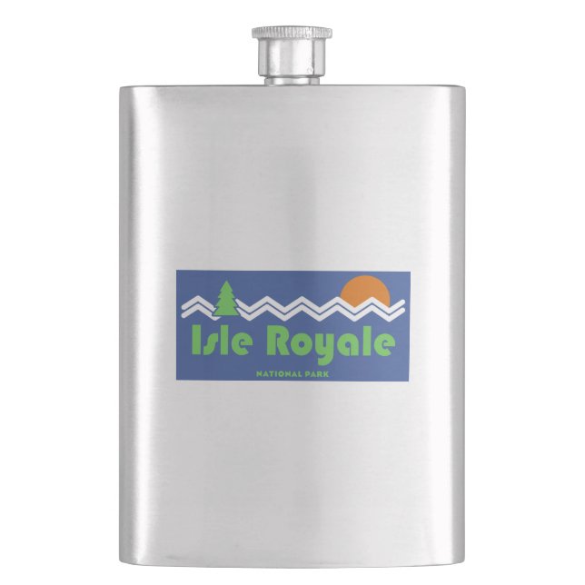 Isle Royale Nationalpark Retro Flachmann (Vorderseite)