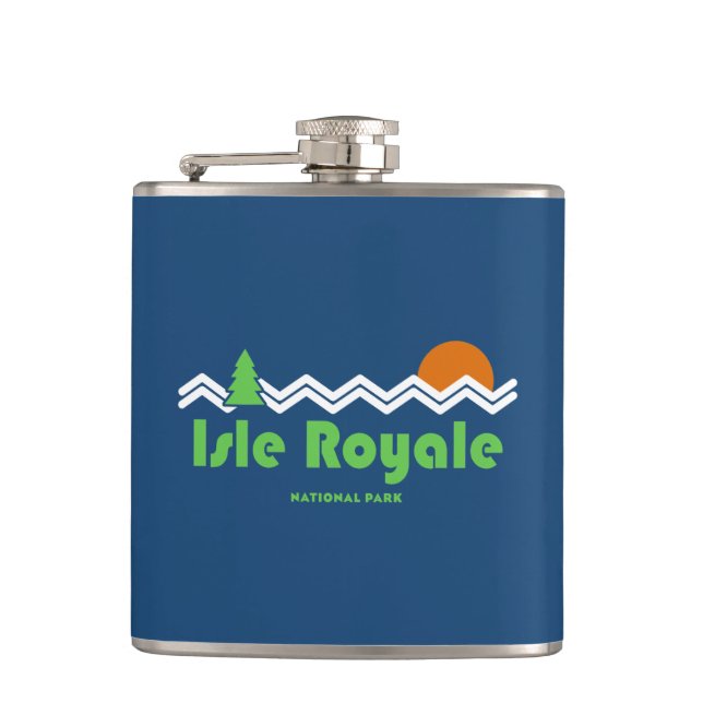 Isle Royale Nationalpark Retro Flachmann (Vorderseite)