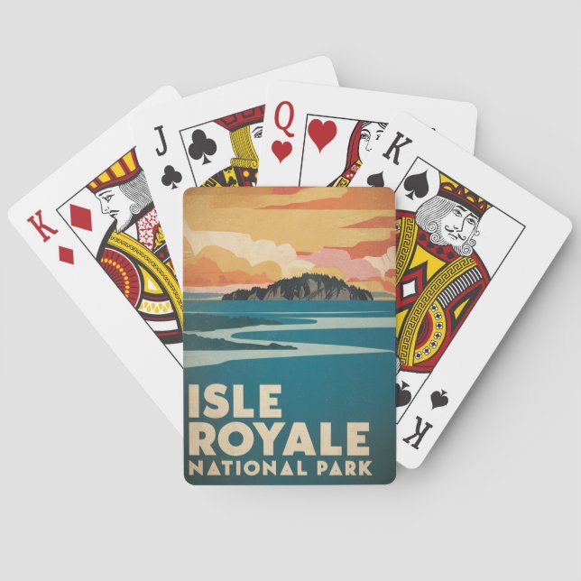 Isle Royale Nationalpark Retro Poster Spielkarten (Rückseite)