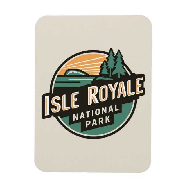 Isle Royale Nationalpark Retro Reisemblem Magnet (Vertikal)