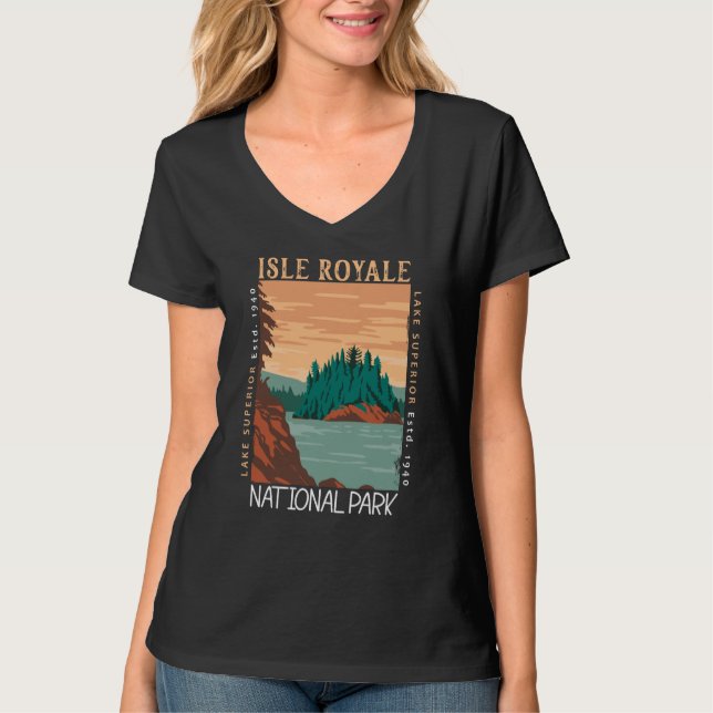 Isle Royale Nationalpark Seen Superior Distressive T-Shirt (Vorderseite)