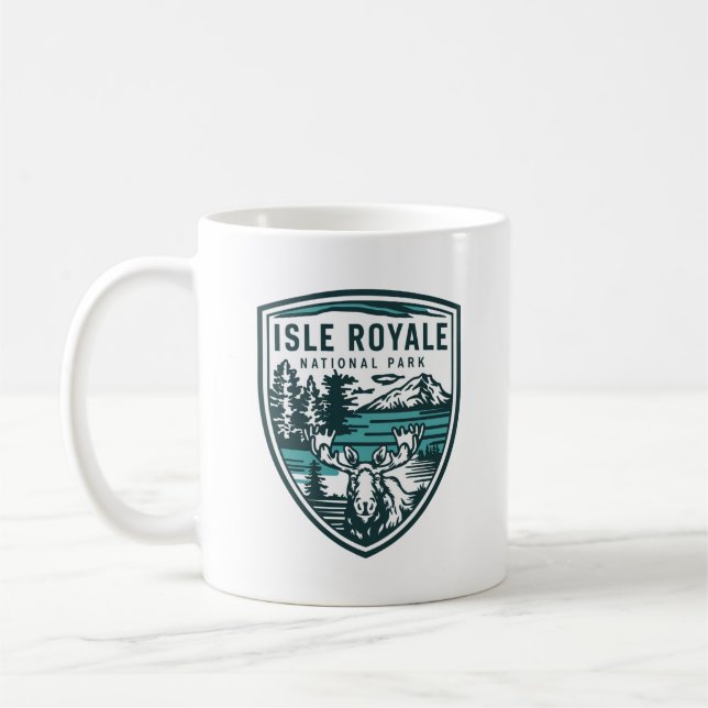 Isle Royale Nationalpark Wildlife Emblem Kaffeetasse (Links)