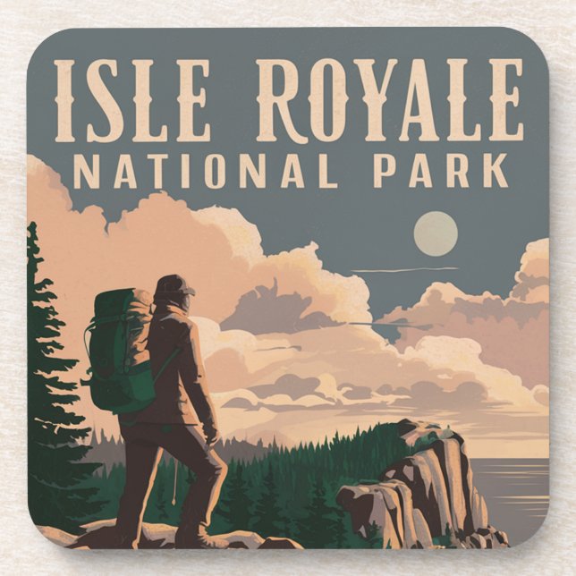 Isle Royale Nationalpark Zurpackung Reisen Art Getränkeuntersetzer (Vorderseite)