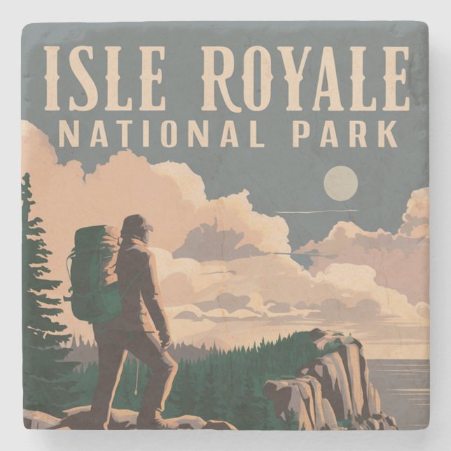 Isle Royale Nationalpark Zurpackung Reisen Art Steinuntersetzer (Vorderseite)