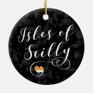 Isles of Scilly Flag Herz Keramik Ornament