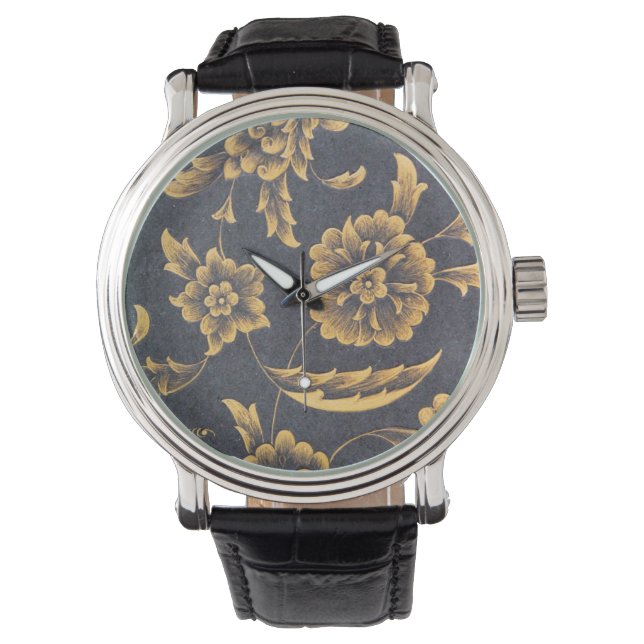 "Islimi", goldene und schieferfarbene Armbanduhr (Vorderseite)